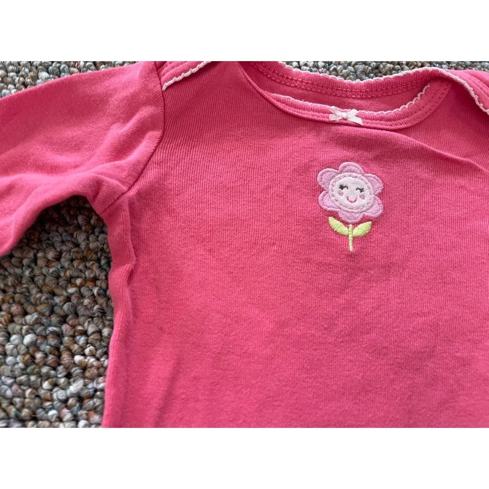 Carter's Girls Smiling Flower Pink Bodysuit 6M